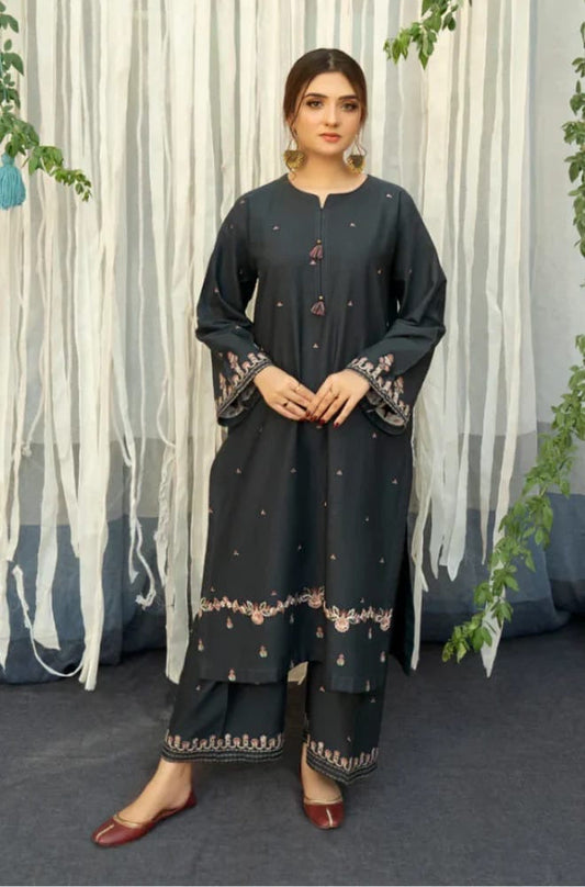 URGE - 3PC DHANAK UNSTITCH EMBROIDERED SUIT HR-186