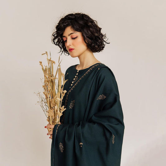 JAZMIN - 3PC DHANAK UNSTITCH EMBROIDERED SUIT HR-212 GREEN