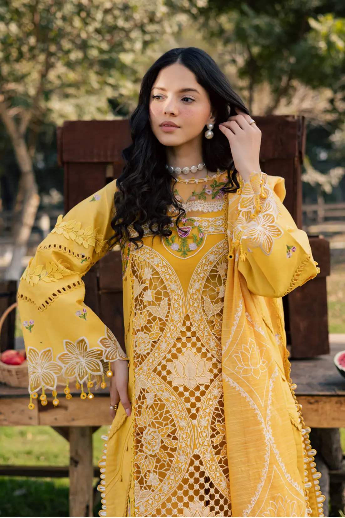 Mustard Yellow 3-piece embroidered suit