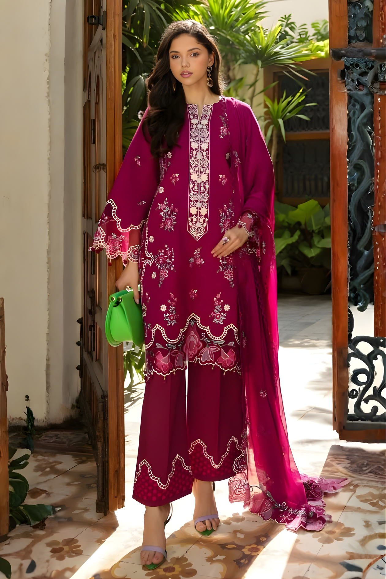 Royal Magenta Luxury Embroidered Lawn 3PC