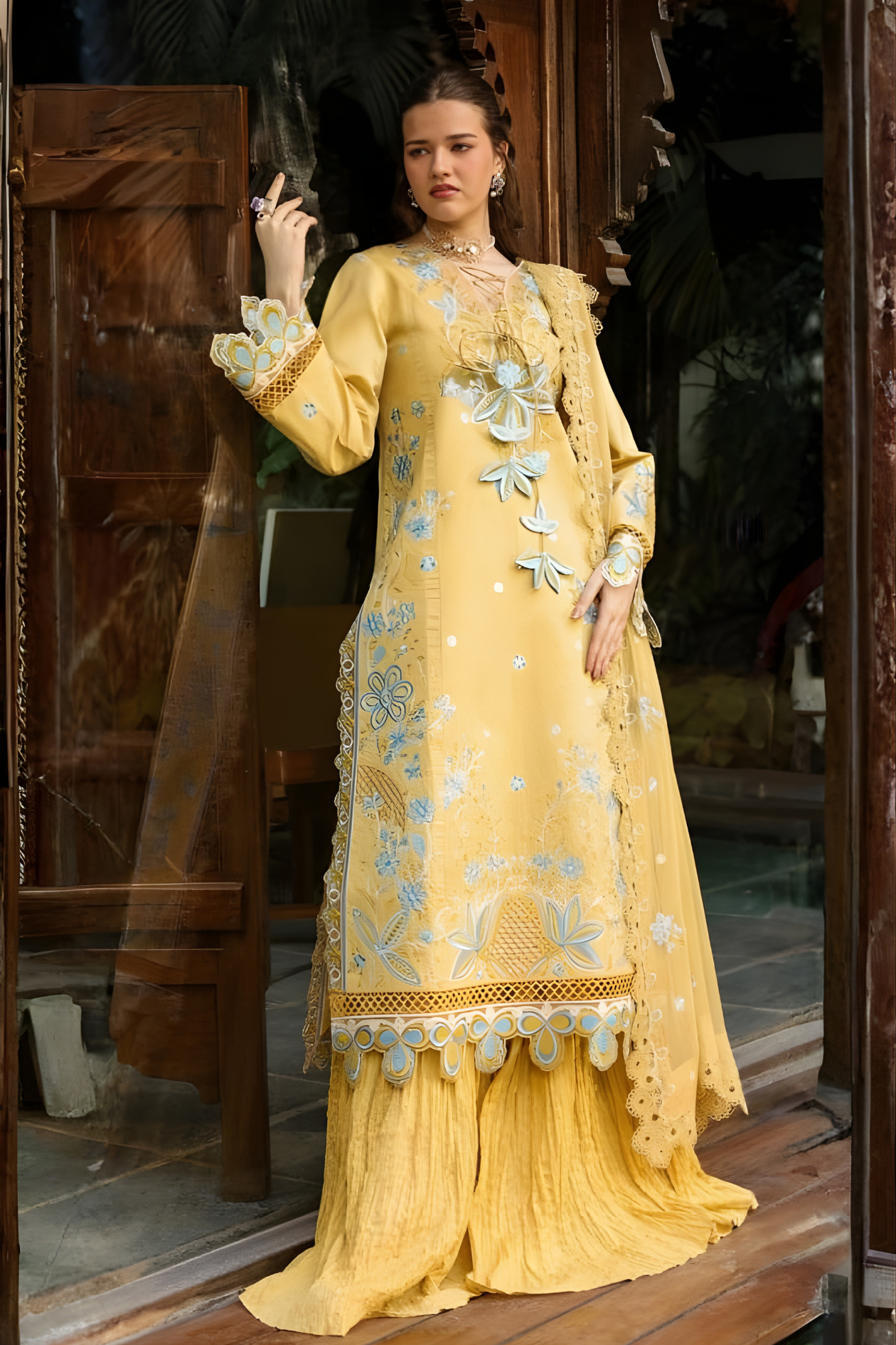 Lime Yellow Luxury Embroidered Lawn 3PC