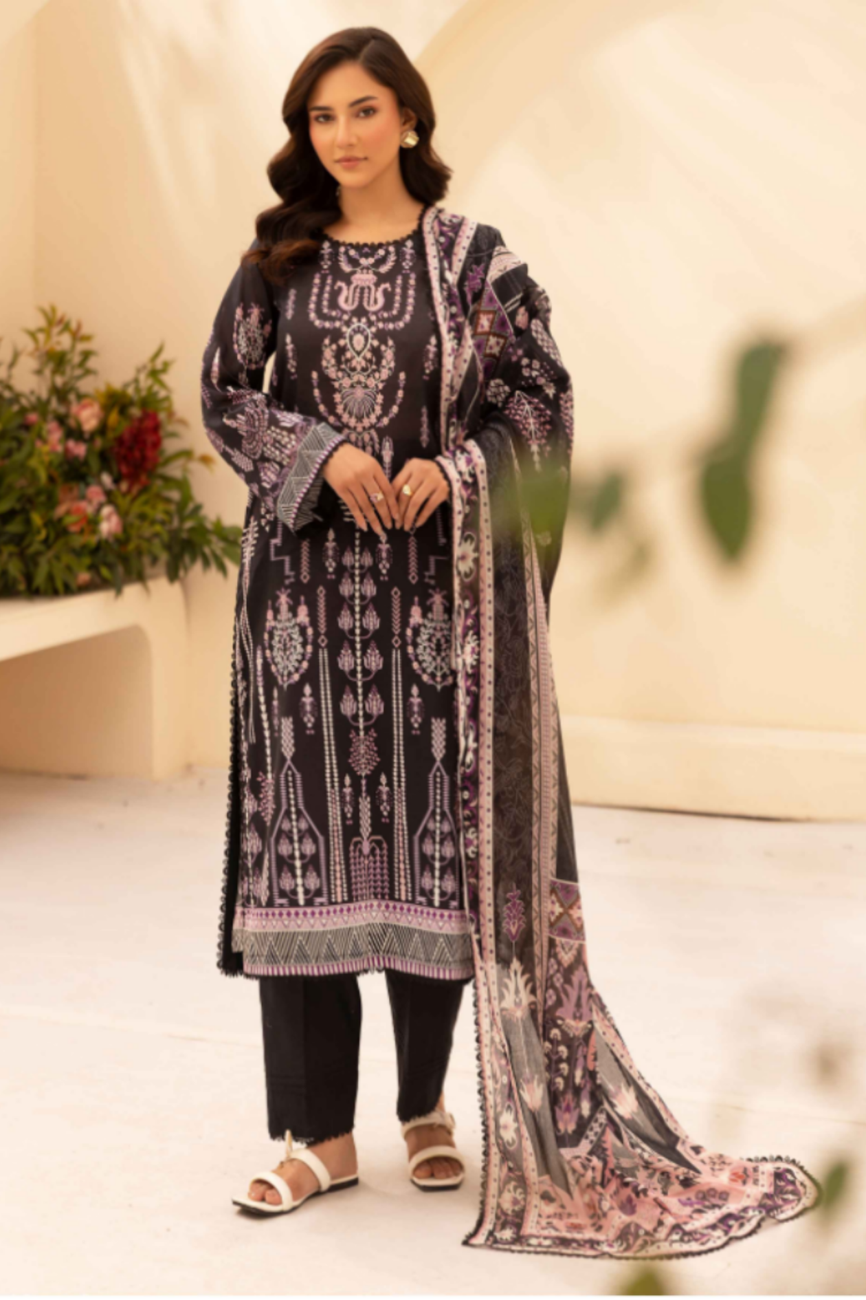 Coral-Pink floral patterns