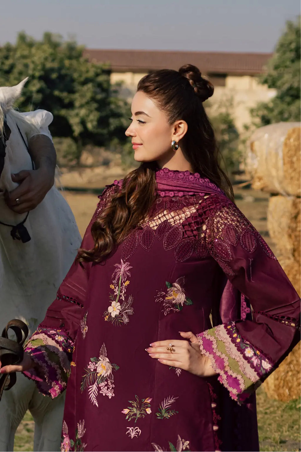 Deep Plum 3-piece embroidered suit