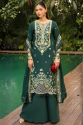 Dark Forest Green Luxury Embroidered Lawn 3PC