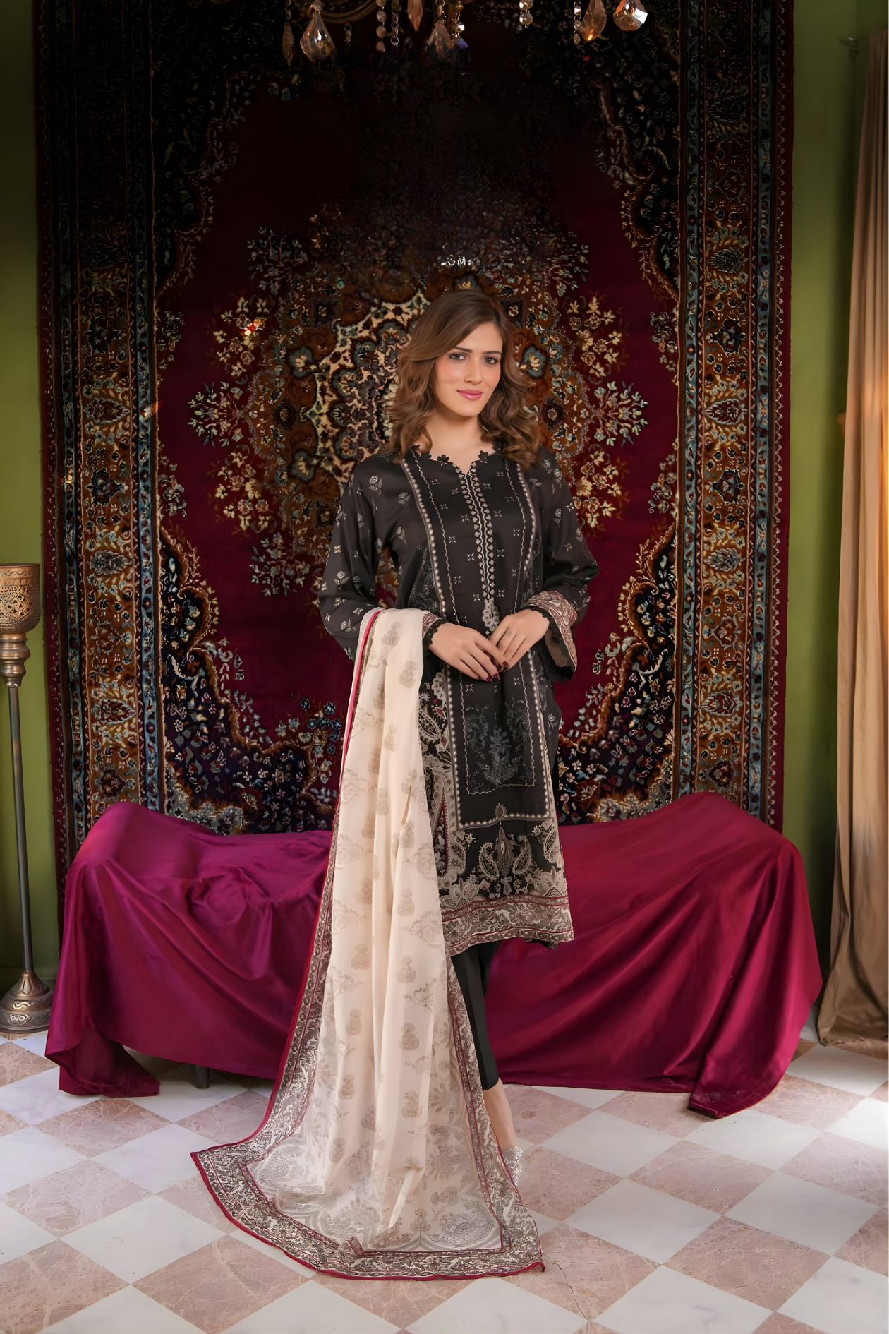 Ink Black Printed Lawn 3PC