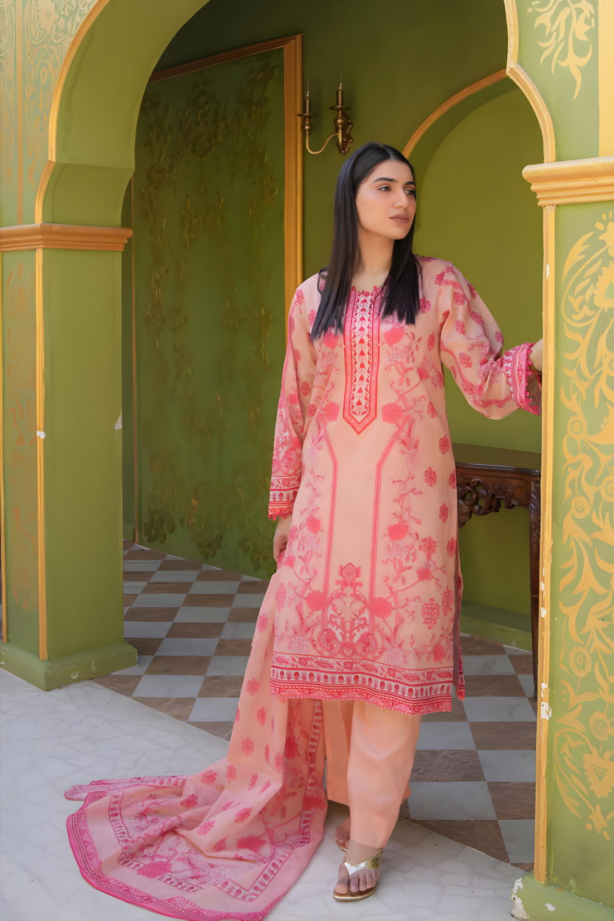 Light Pink Printed Lawn 3PC