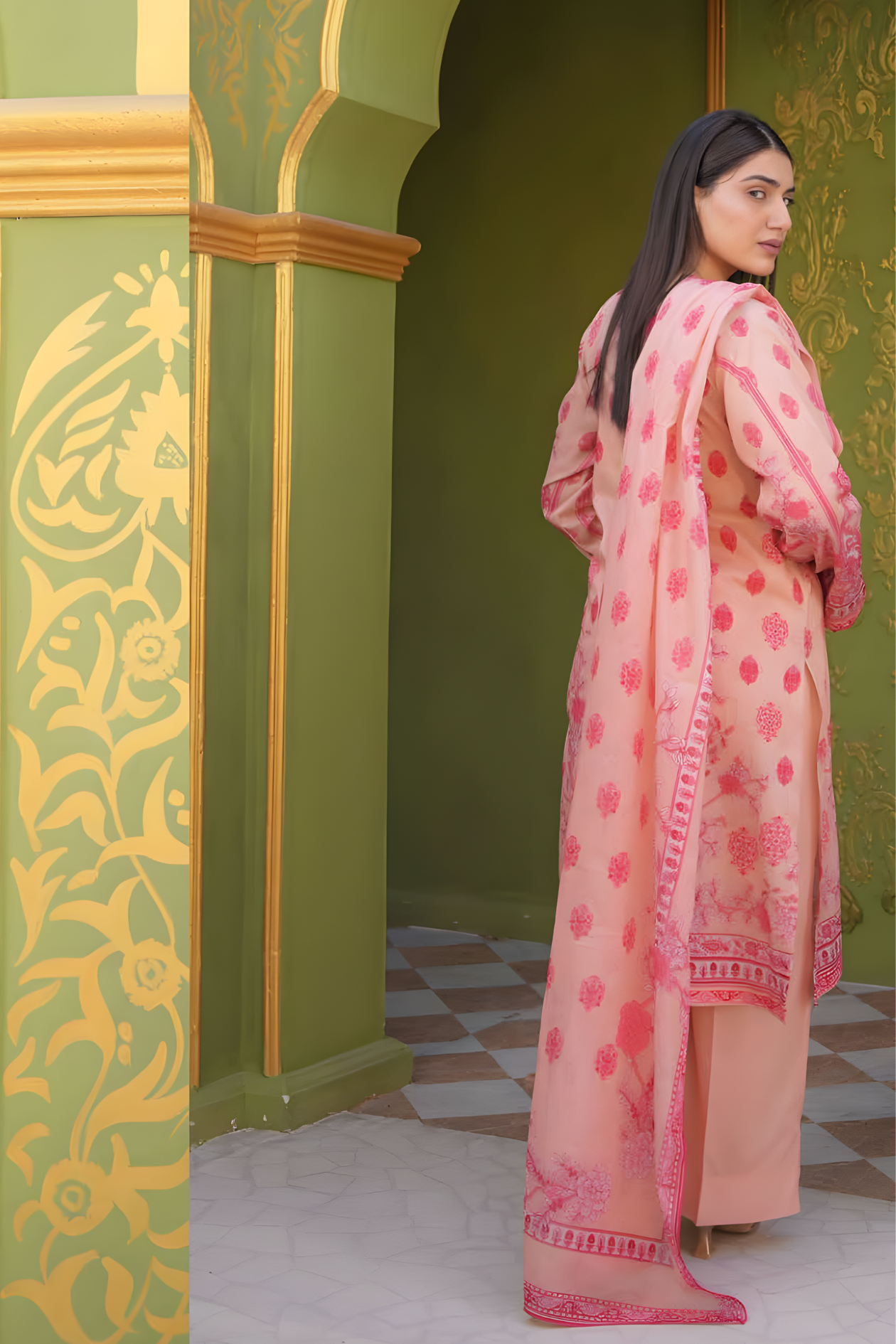 Light Pink Printed Lawn 3PC