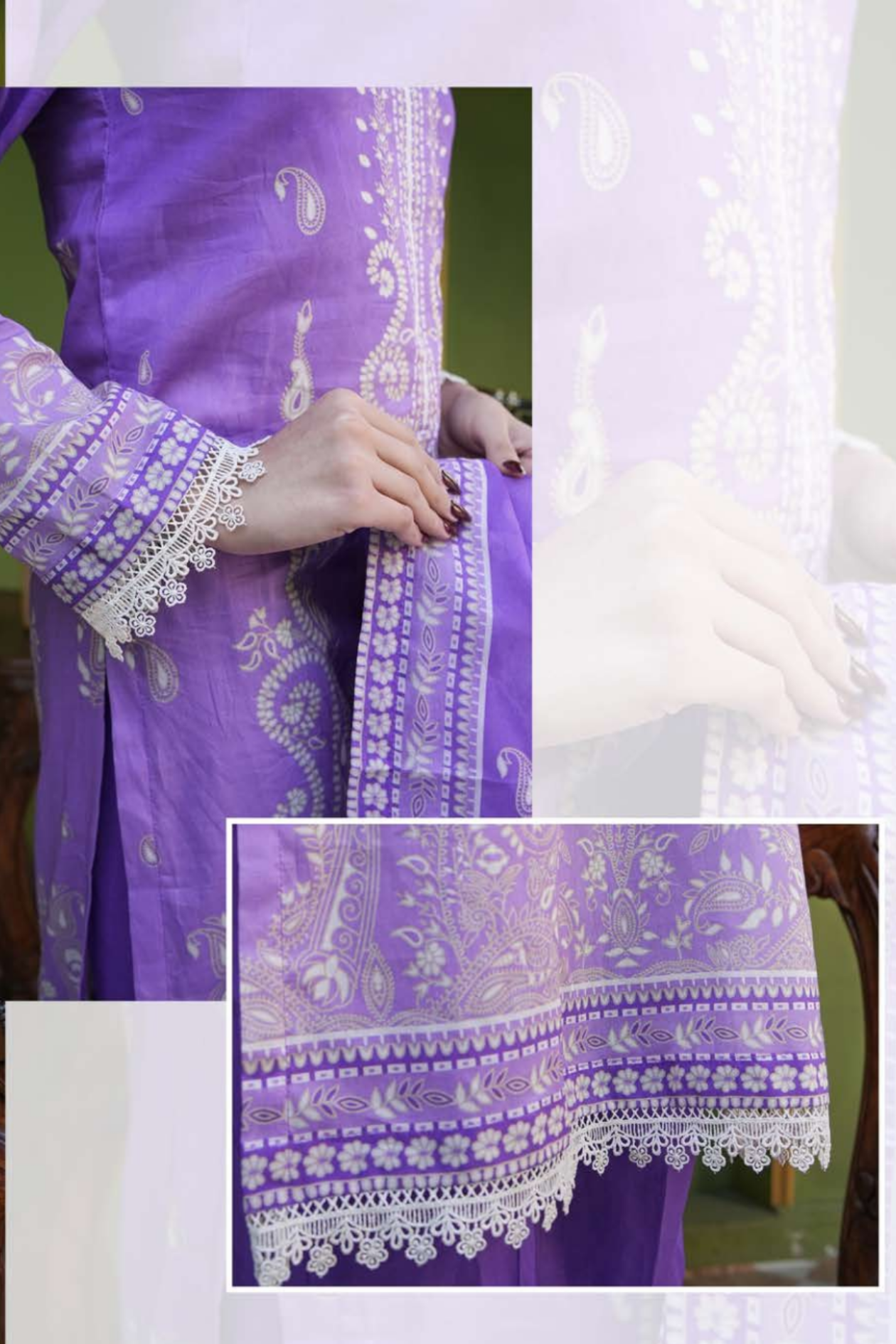 Lllic Purple Printed Lawn 3PC