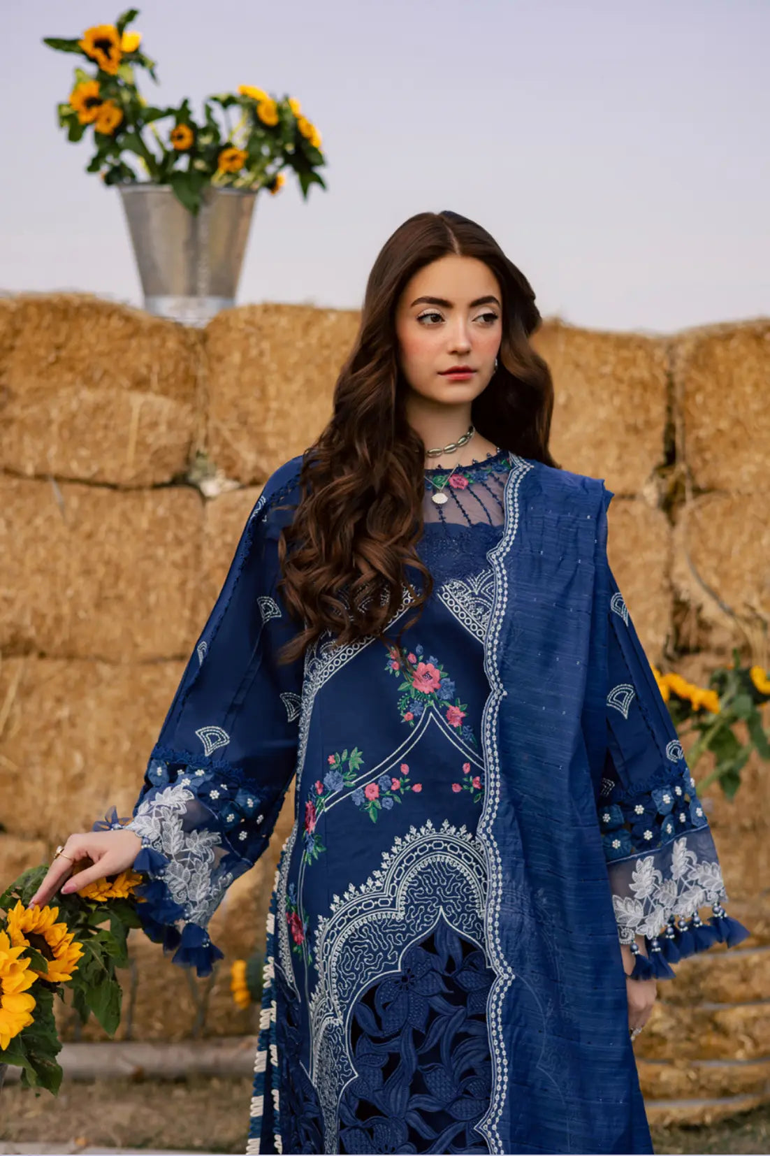 Navy Blue 3-piece embroidered suit