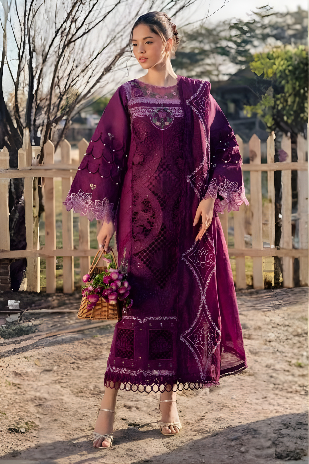 Radiant Purple 3-piece embroidered suit